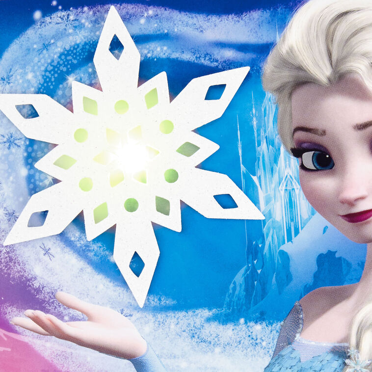 Elsa Snowflake Growing Disney Frozen Elsa Snowflake Musical Birthday Card With Light ...