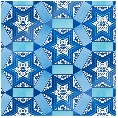 Star of David Tile Pattern Hanukkah Wrapping Paper, 40 sq. ft., , large