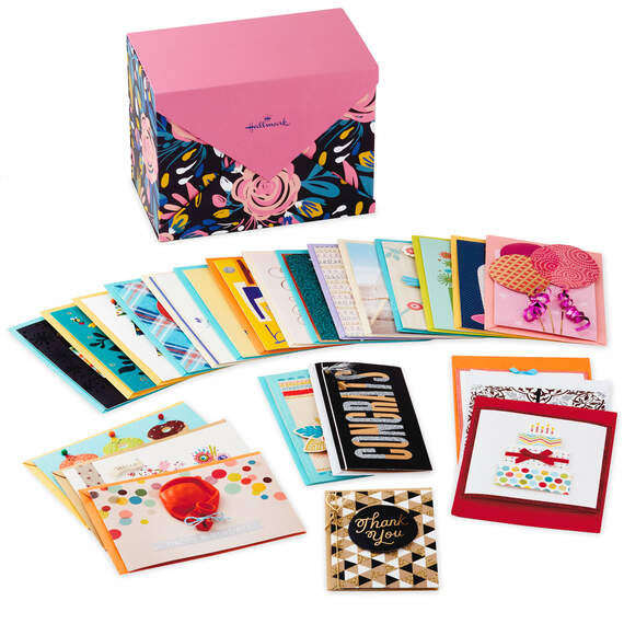 Assorted Cards for All Occasions in Floral Organizer Box, Box of 24