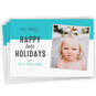 Funny Blue and White Flat Belated Holiday Photo Card, , large image number 1