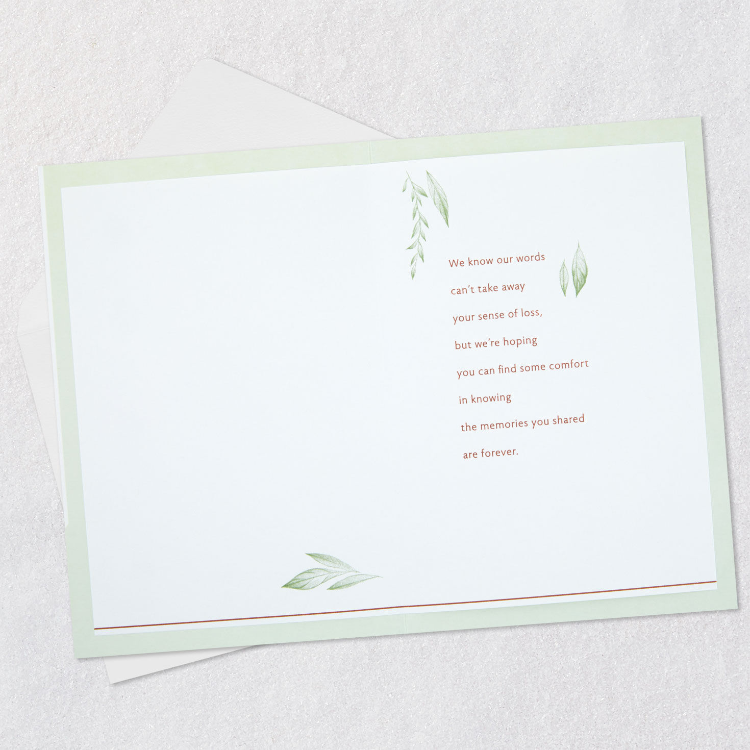 Metallic Leaves Sympathy Card From Us Open card with envelope image number 3