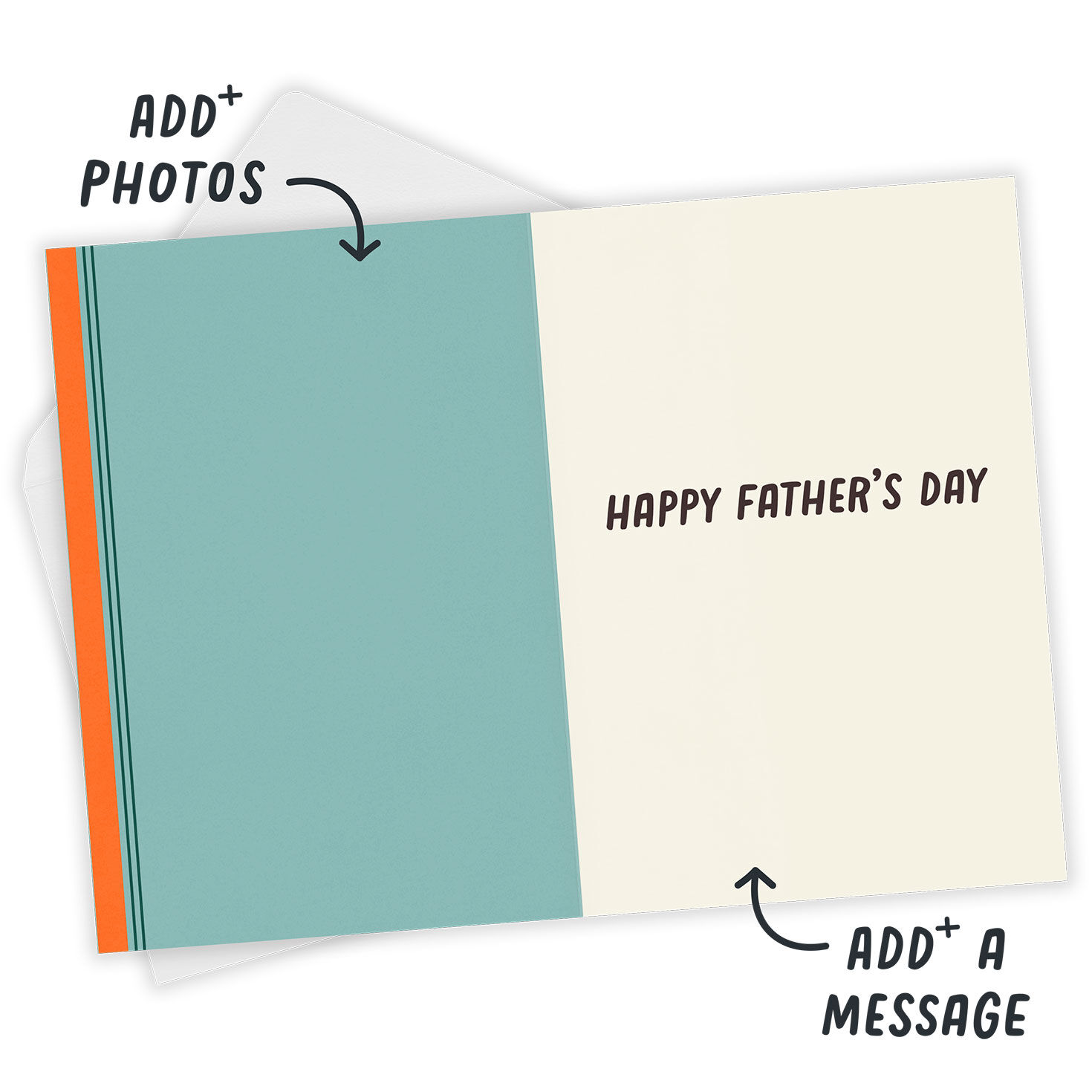 Trophy Chalice Personalized Father's Day Card Open Card with Envelope indicating personalization image number 4