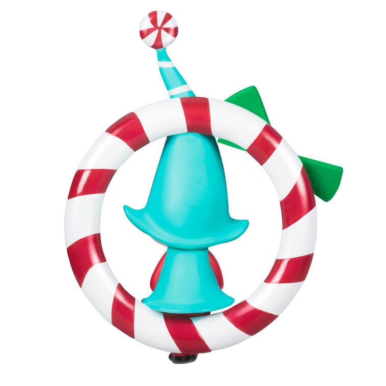 Girl Gnome in Red White Wreath Keepsake Ornament Back image number 6