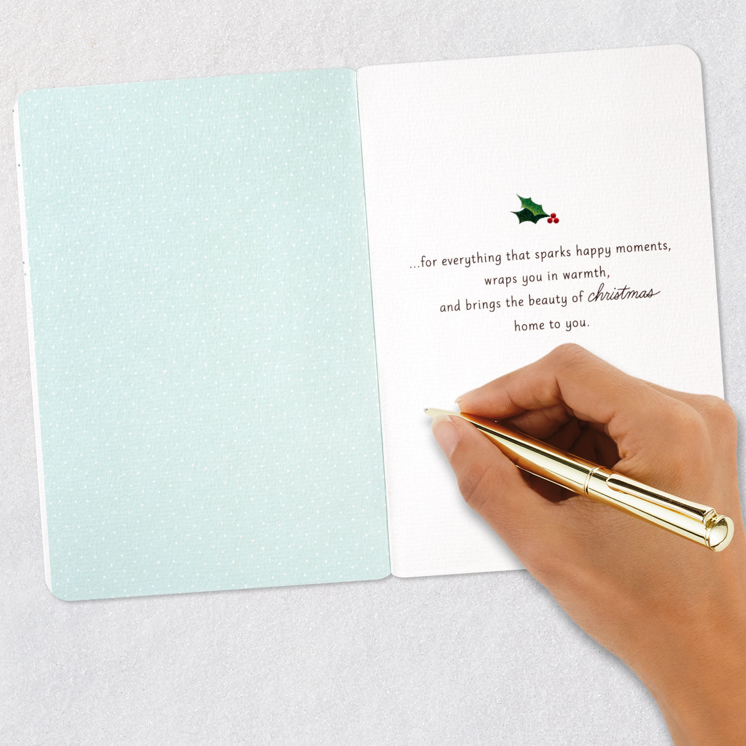 Red Bird and Holly Christmas Card Signing card image number 7