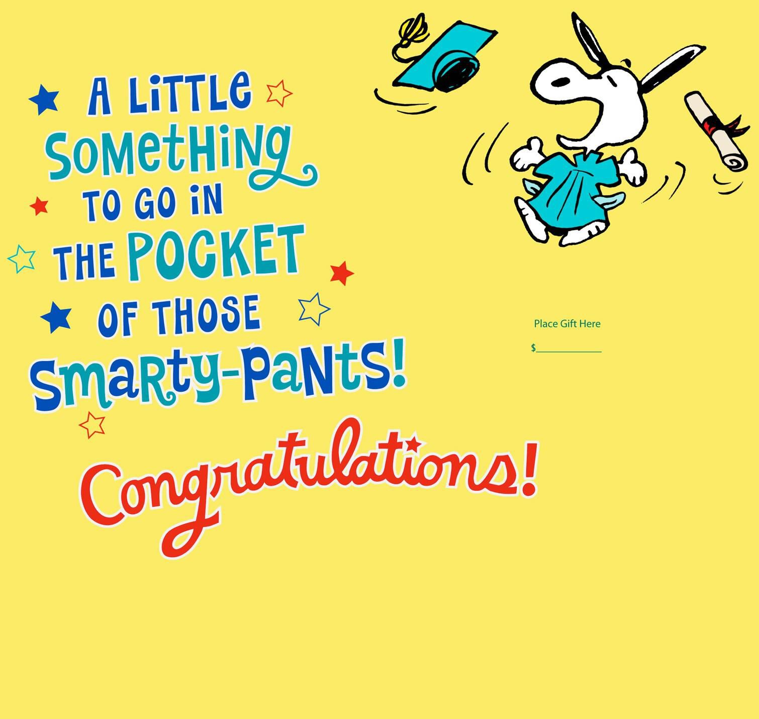 Peanuts® Snoopy Smarty-Pants Graduation Money Holder Card