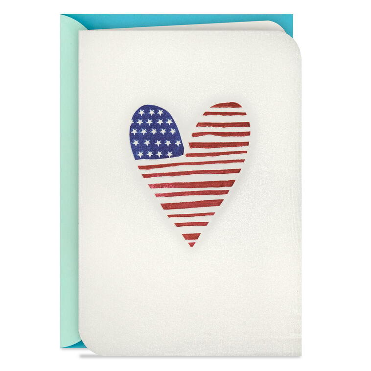 American Flag Heart Blank Card