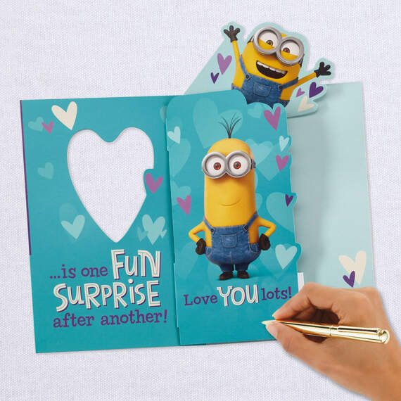 Minions Fun Surprise Pop-Up Valentine's Day Card for Grandson, , large image number 7
