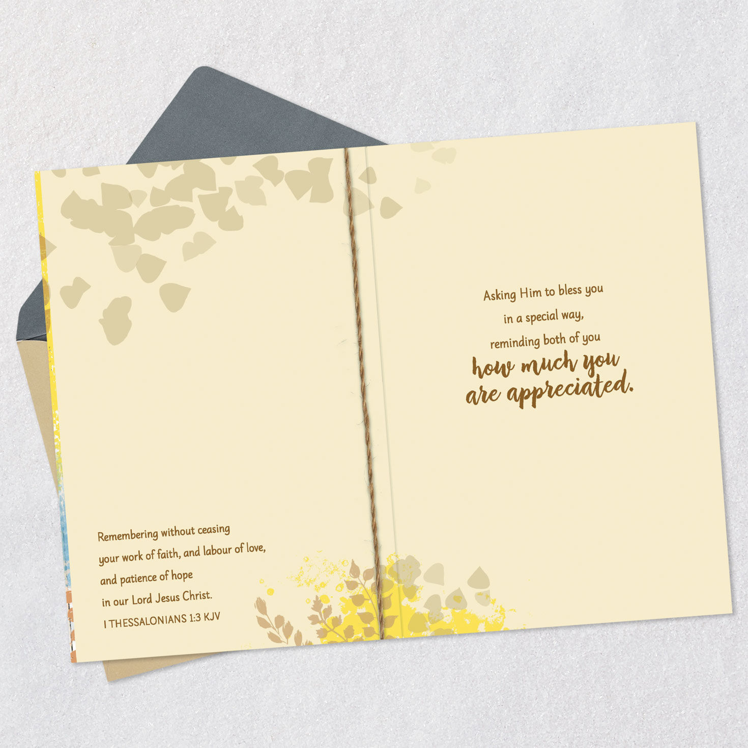 Sunshine Religious Appreciation Card for Couple Open card with envelope image number 4