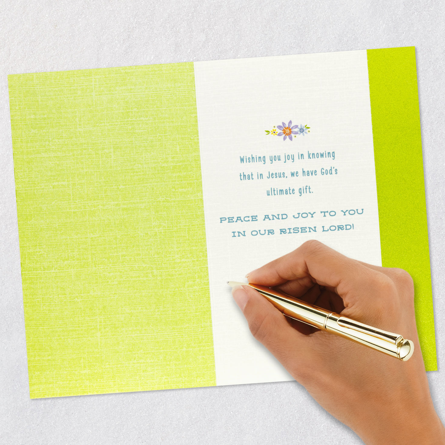 Floral Cross on Ivory Religious Easter Card Signing card image number 6