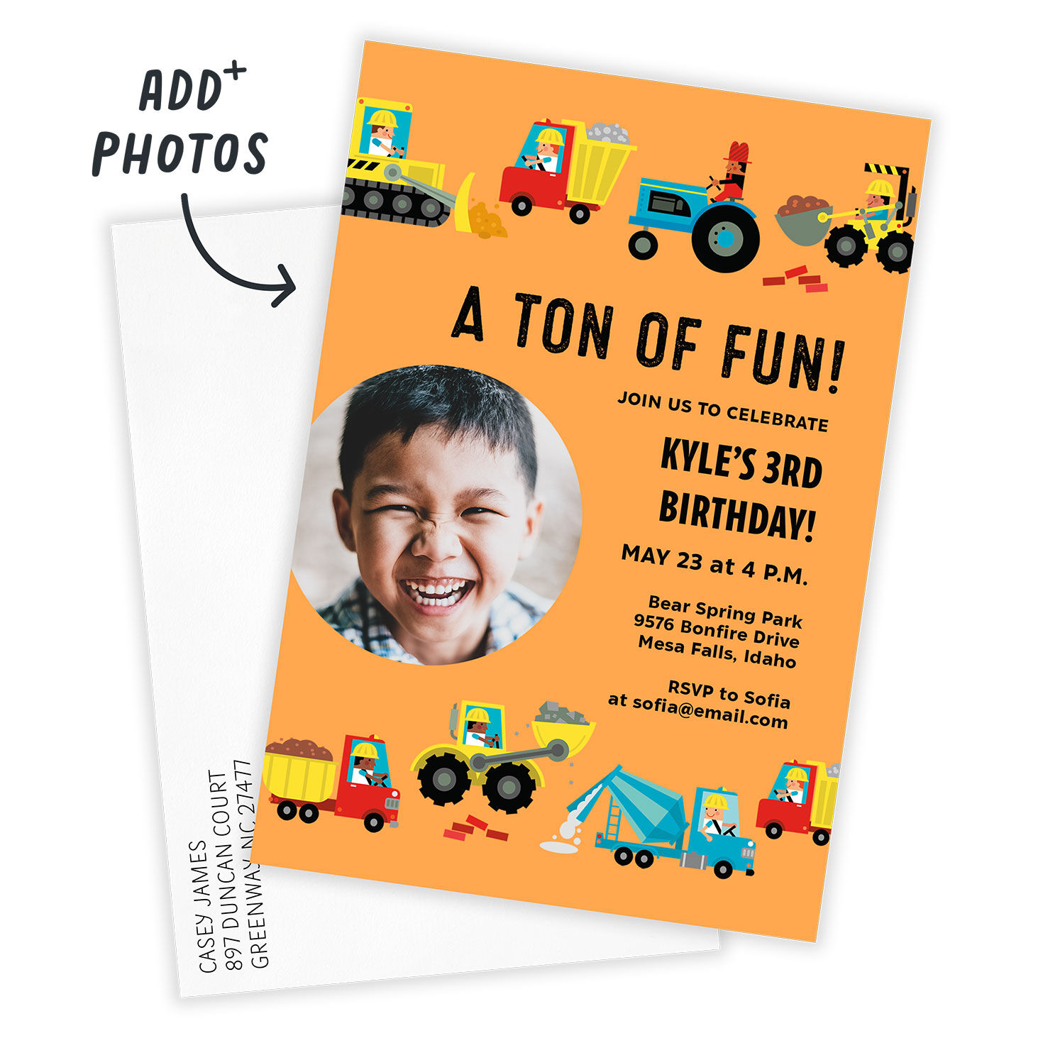 Ton of Fun Trucks Birthday Invitation, , large image number 2