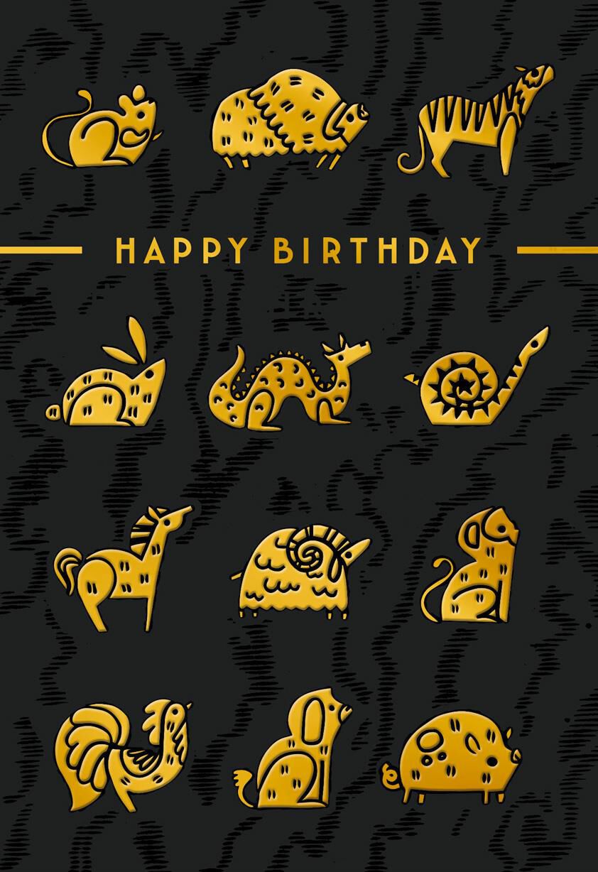 Zodiac Animals Birthday Card