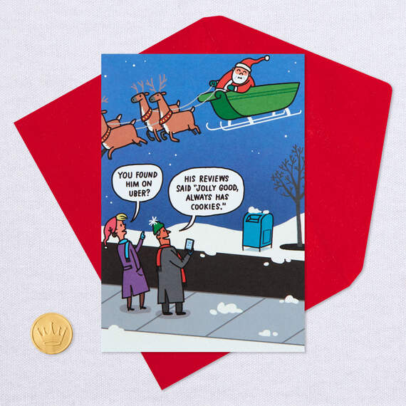Jolly Good Santa Uber Driver Funny Christmas Card, , large image number 5