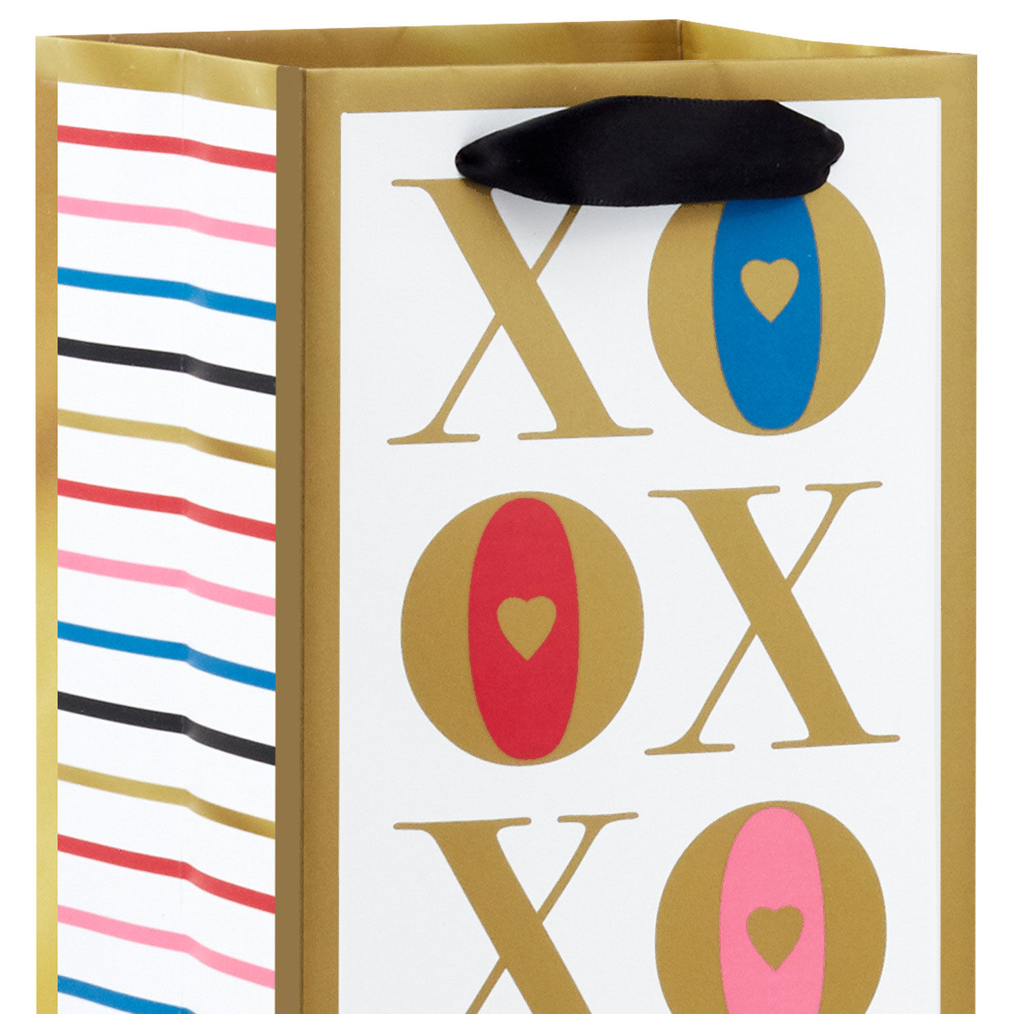 XO Pattern Valentine's Day Wine Gift Bag upclose detail image number 4