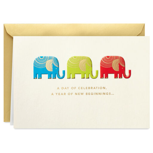 Celebration and New Beginnings Elephants Birthday Card, 