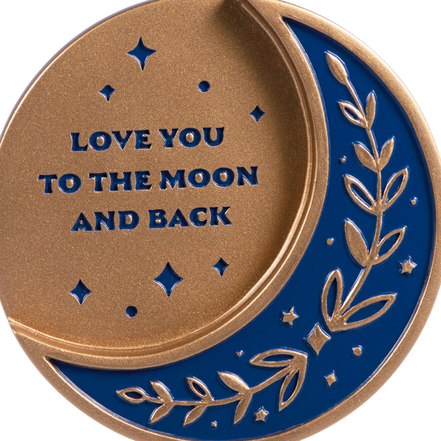 Blue and Gold Moon Christmas Ornament closeup view image number 5