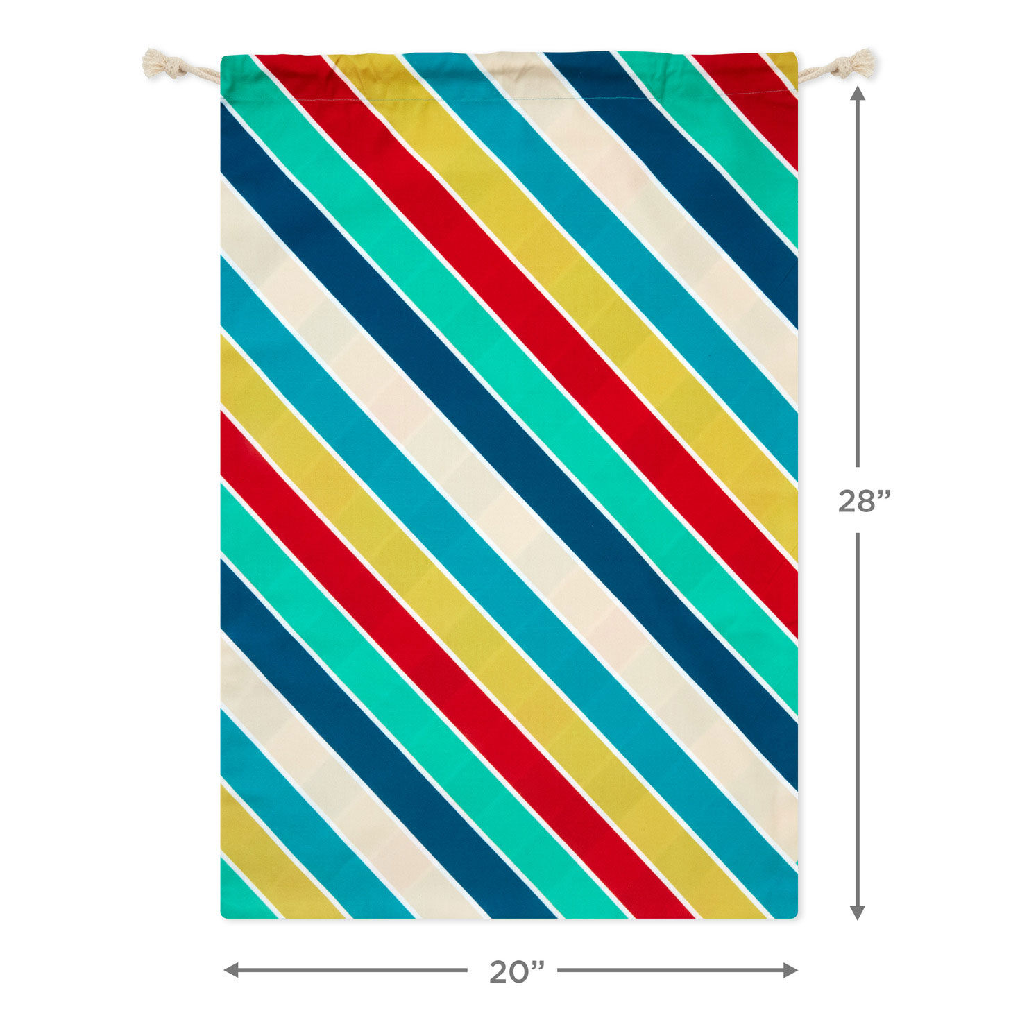 28" Bold Diagonal Stripes Birthday Canvas Gift Sack With Gift Tag, , large image number 4