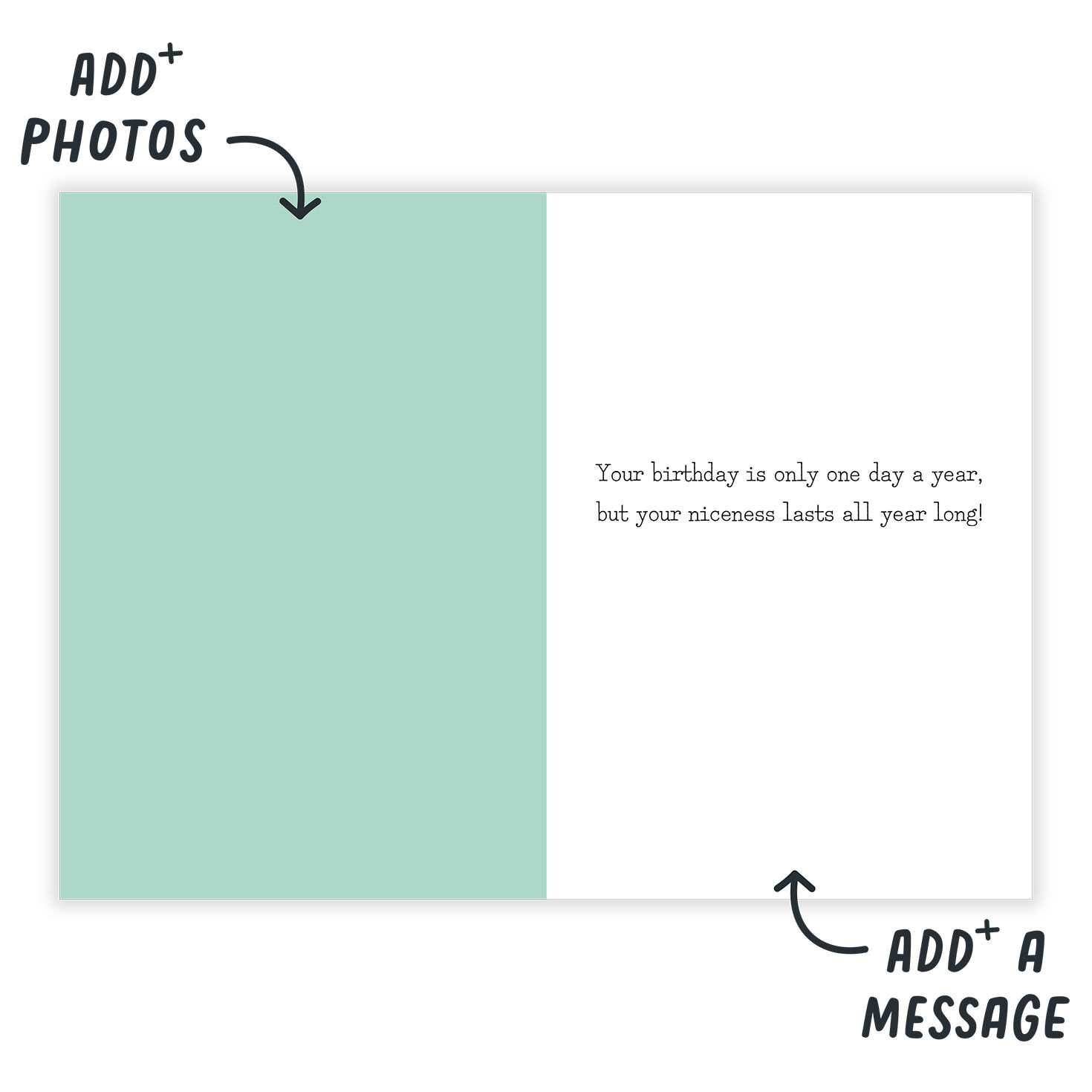 Snoopy With Cake Personalized Birthday Card Open Card indicating personalization image number 9