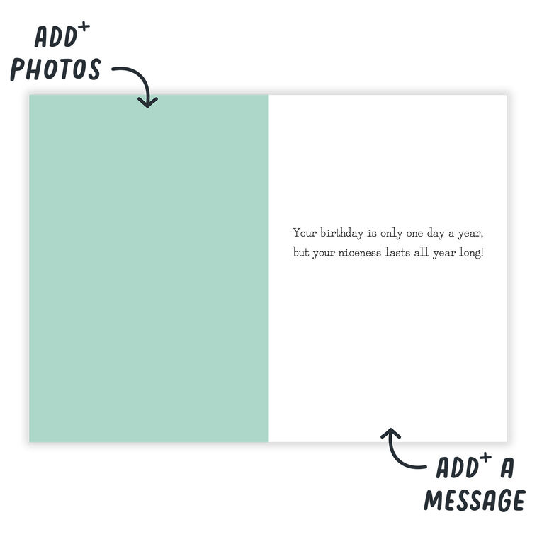 Snoopy With Cake Personalized Birthday Card Open Card indicating personalization image number 9