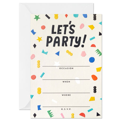 Colorful Confetti Party Invitations, Pack of 20, 