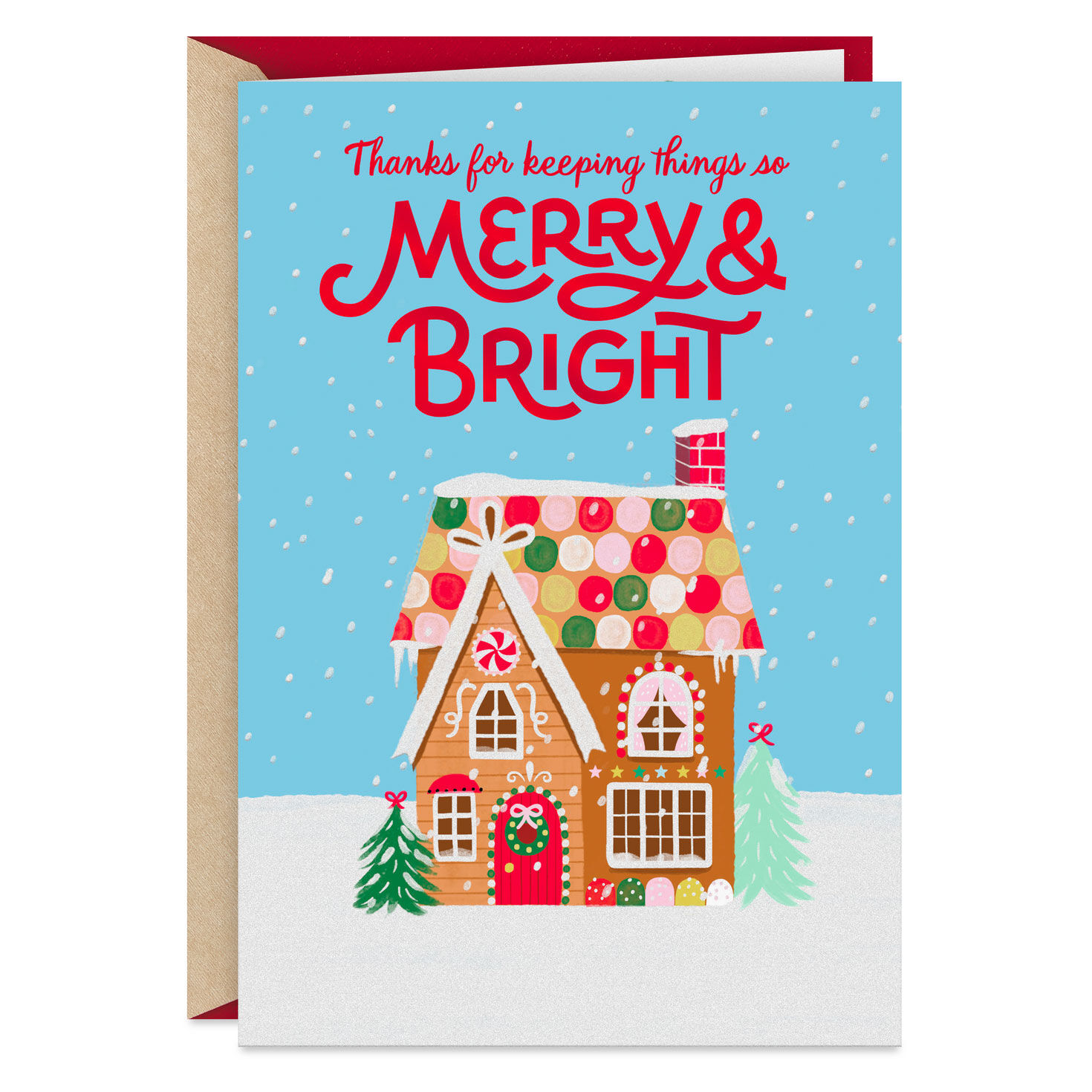 Merry and Bright Gingerbread House Christmas Card for House Cleaner