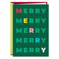 Rows of Merry on Green Christmas Card Card Front image number 1