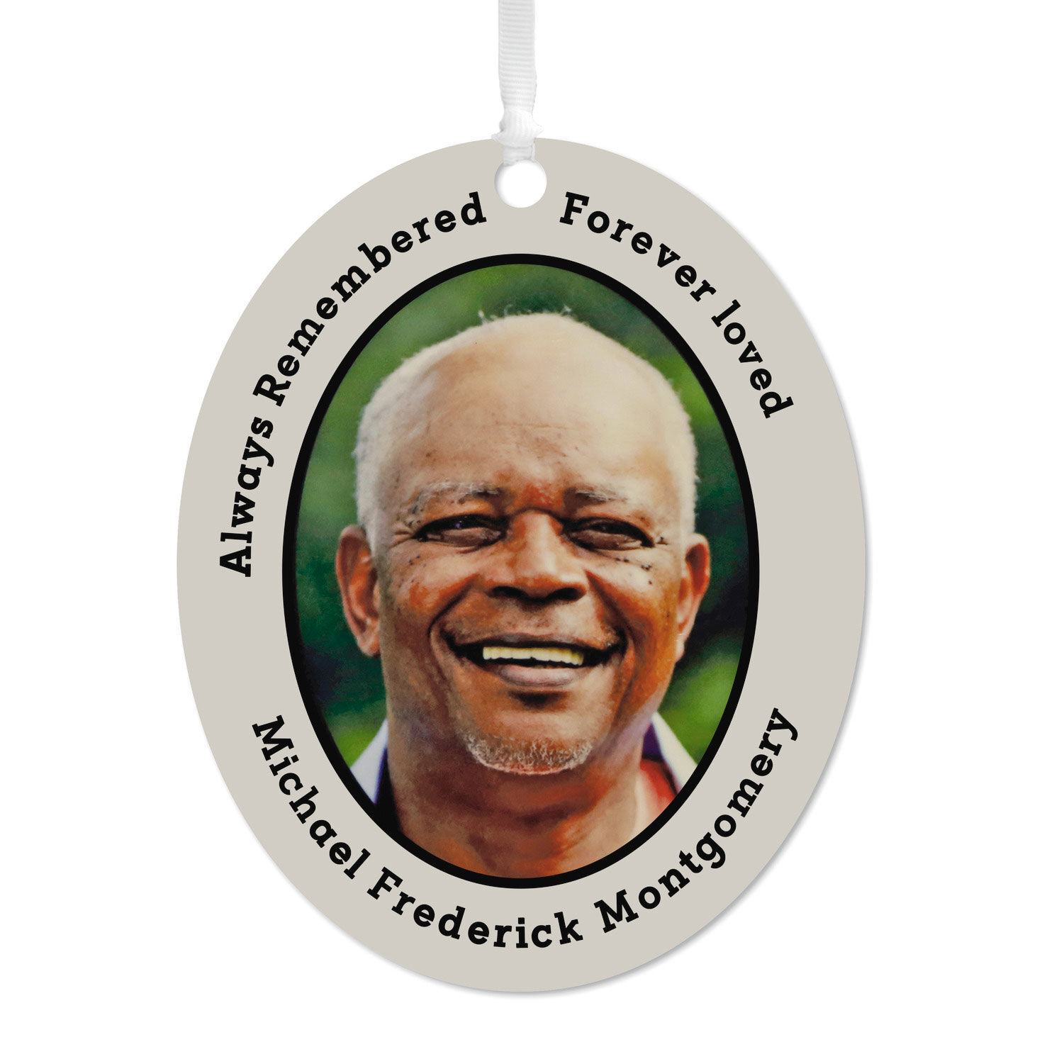 Vertical Oval Metal Personalized Ornament, Custom Photo and Text