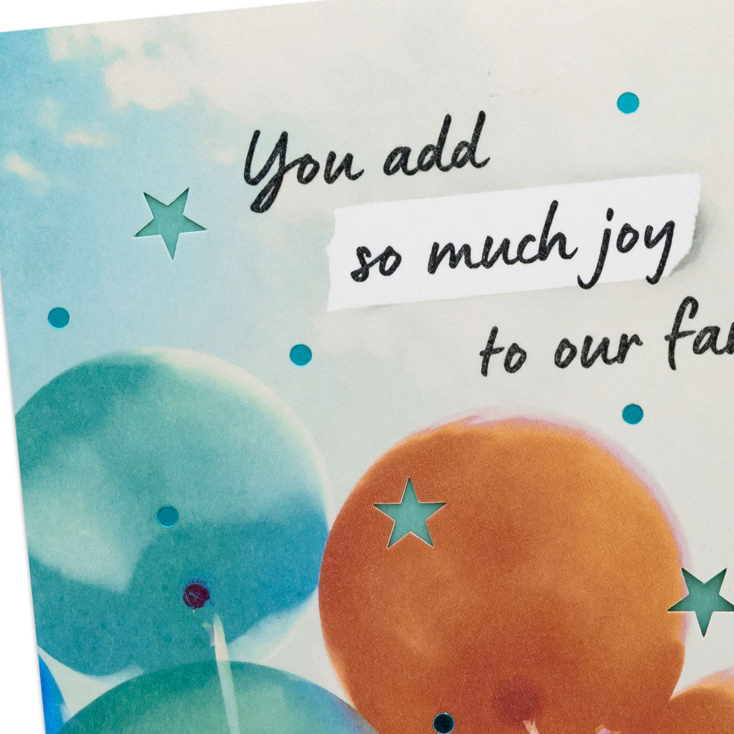 Blue, Orange and Pink Balloons Relative Birthday Card Card Front Detail image number 4