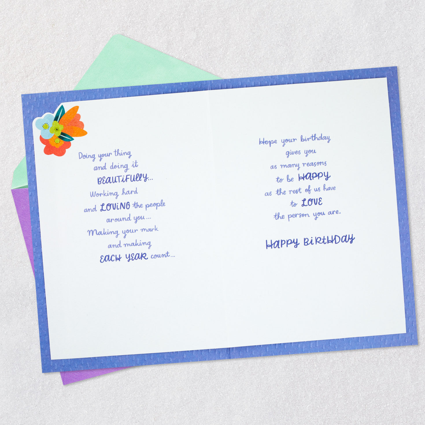 Colorful Bouquet Birthday Card for Daughter-in-Law Open card with envelope image number 4