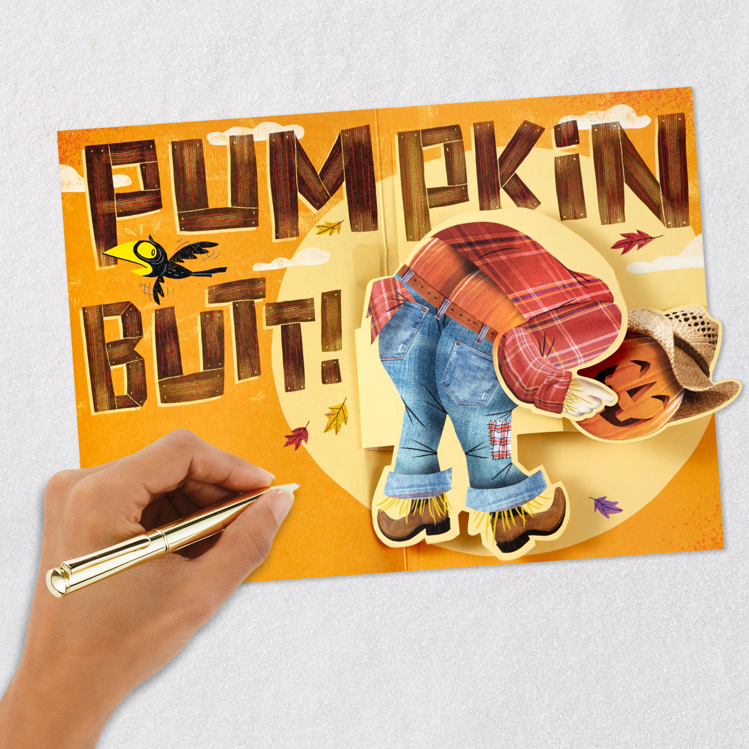 Pumpkin Butt Scarecrow Funny Musical Pop-Up Halloween Card for only USD 7.99 | Hallmark