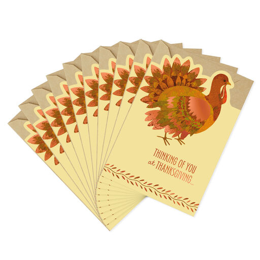 Shiny Turkey Thanksgiving Cards, Pack of 10, 