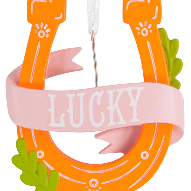 Lucky Horseshoe Christmas Ornament closeup view image number 5