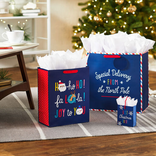 4.6" Best Christmas Ever Navy Gift Card Holder Mini Bag, Best Christmas Ever