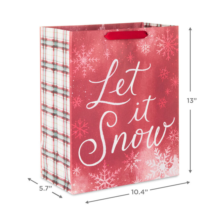 Let It Snow Weathered Red Large Holiday Gift Bag measurement image number 3