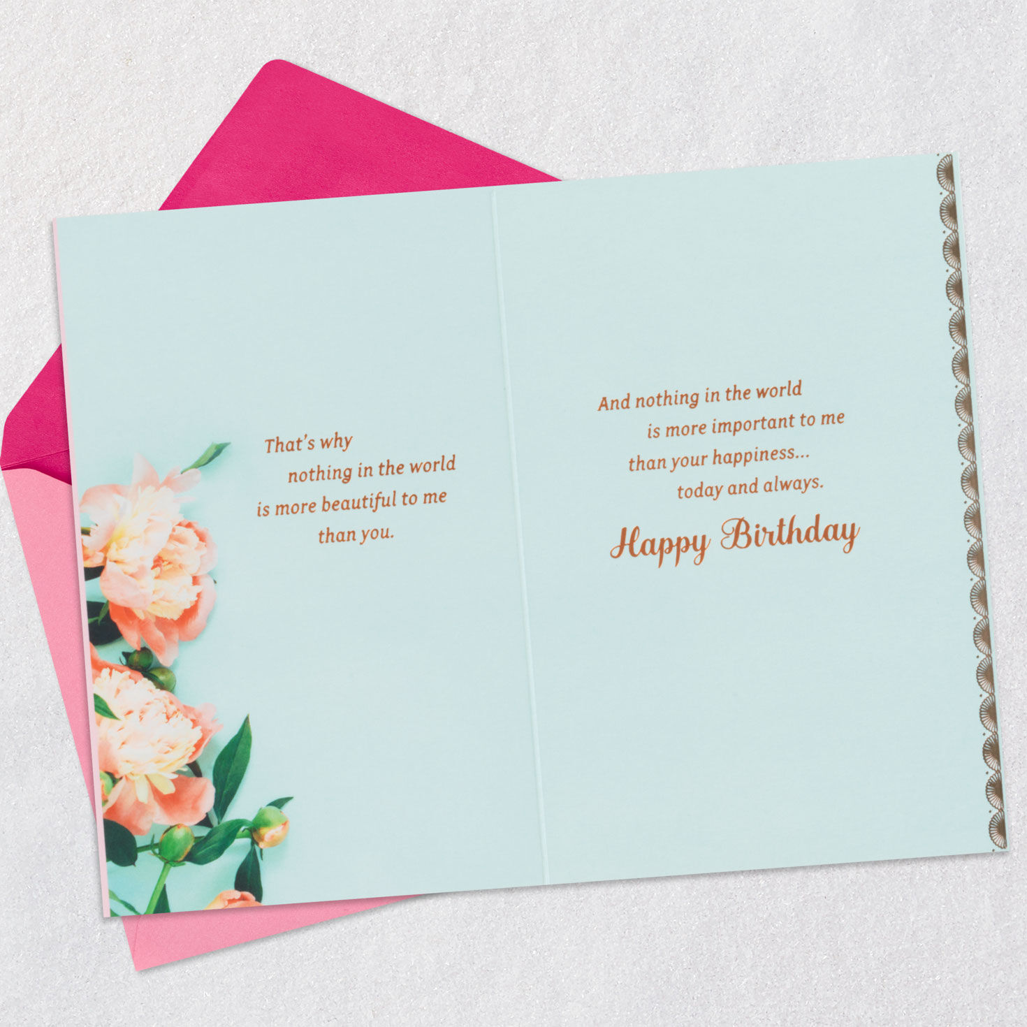 Flowers and Script Birthday Card for Wife Open card with Envelope image number 7