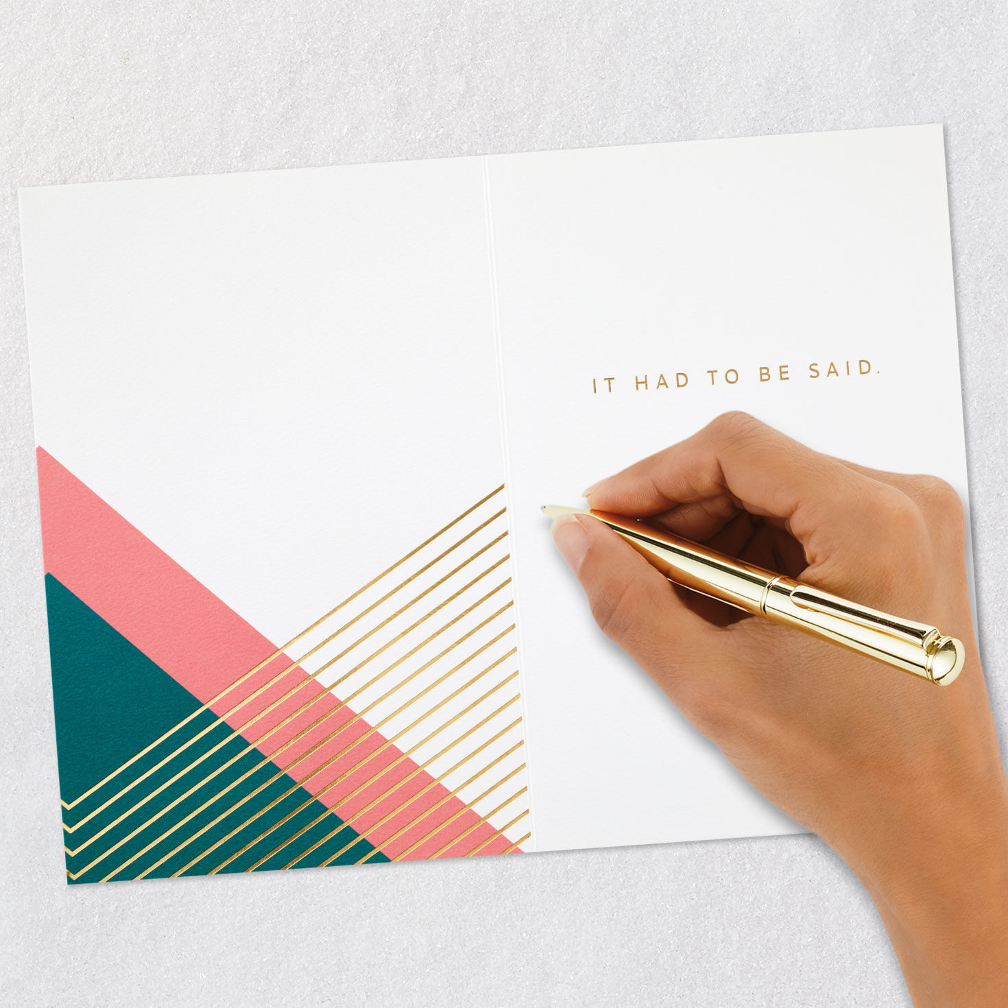 Pink, Green and Gold Stripes Damn Good Mom Card signing card image number 6