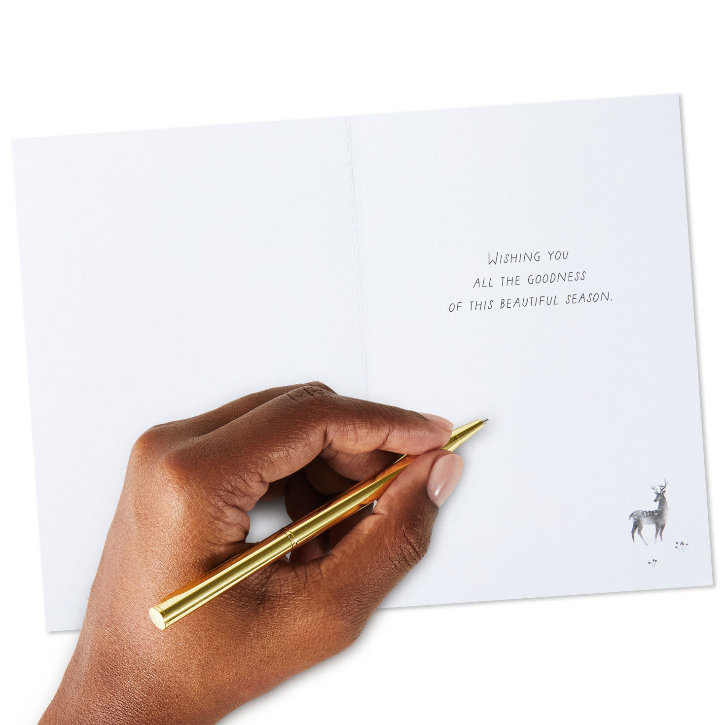 Deer and Cabin in Snow Packaged Christmas Cards Signing card image number 6