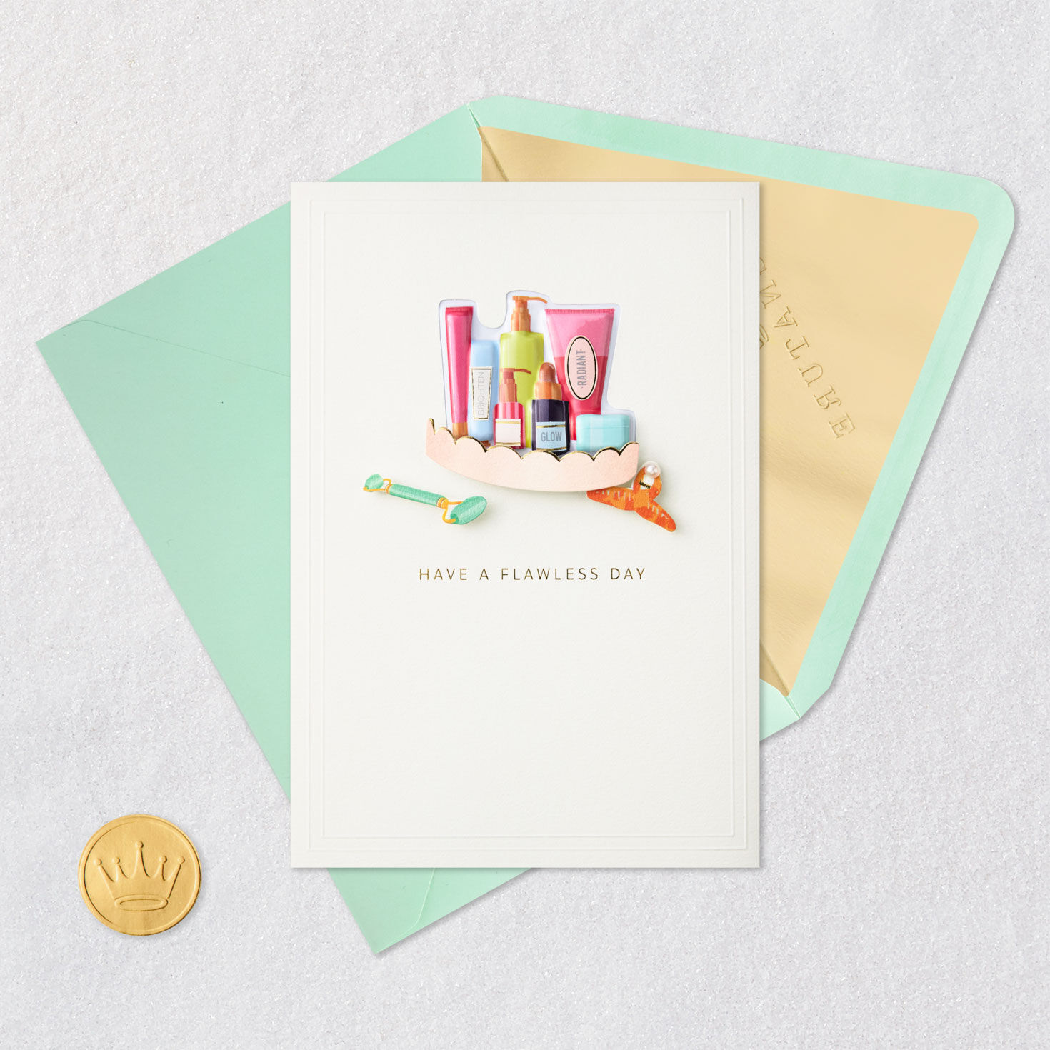 Beauty Products Skincare Blank Card Card Front with Envelope and Gold Seal image number 4