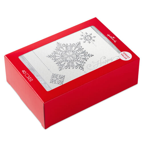 Silver Snowflakes Boxed Holiday Cards, Pack of 40, 