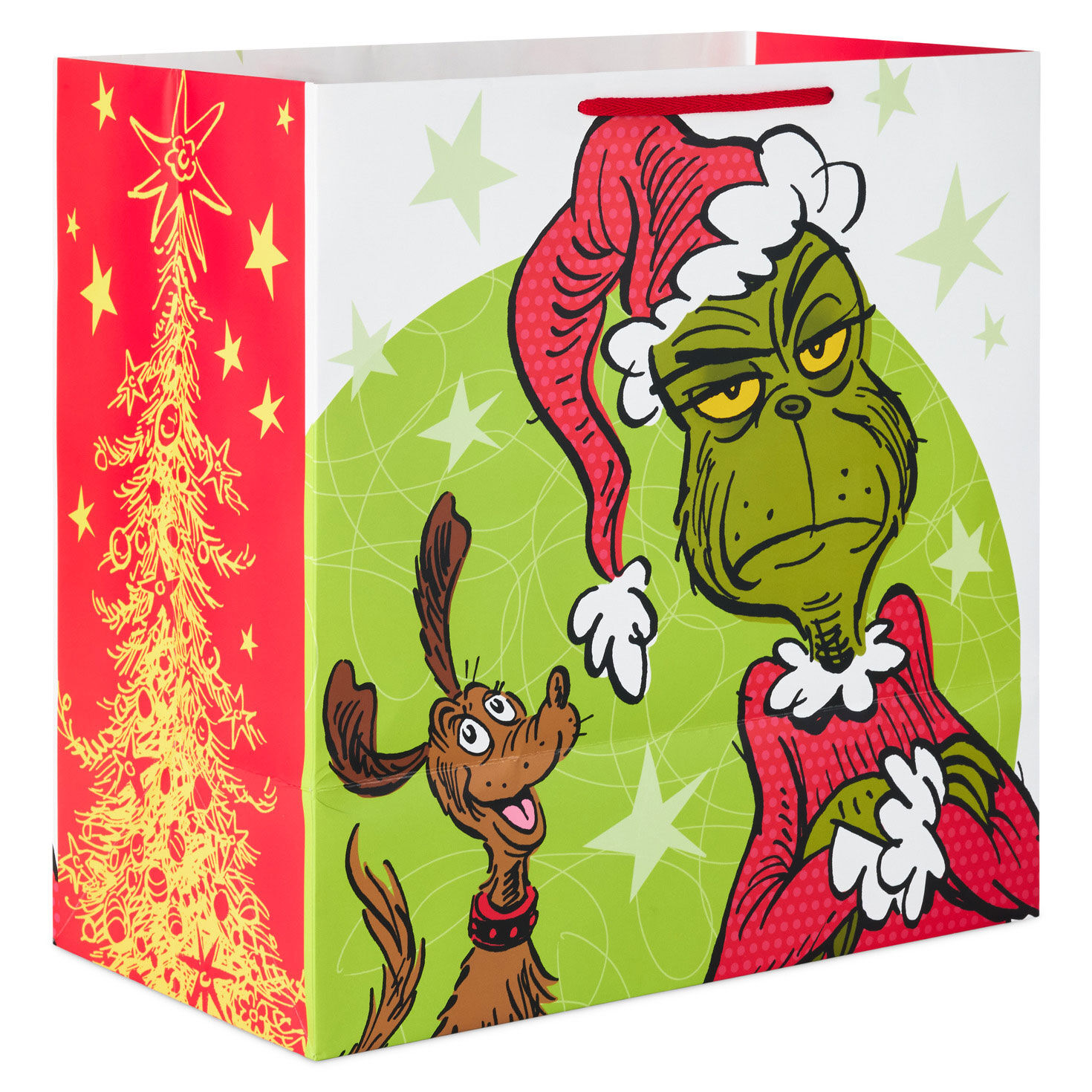 Grimacing Grinch Extra-Deep Christmas Gift Bag Back image number 6