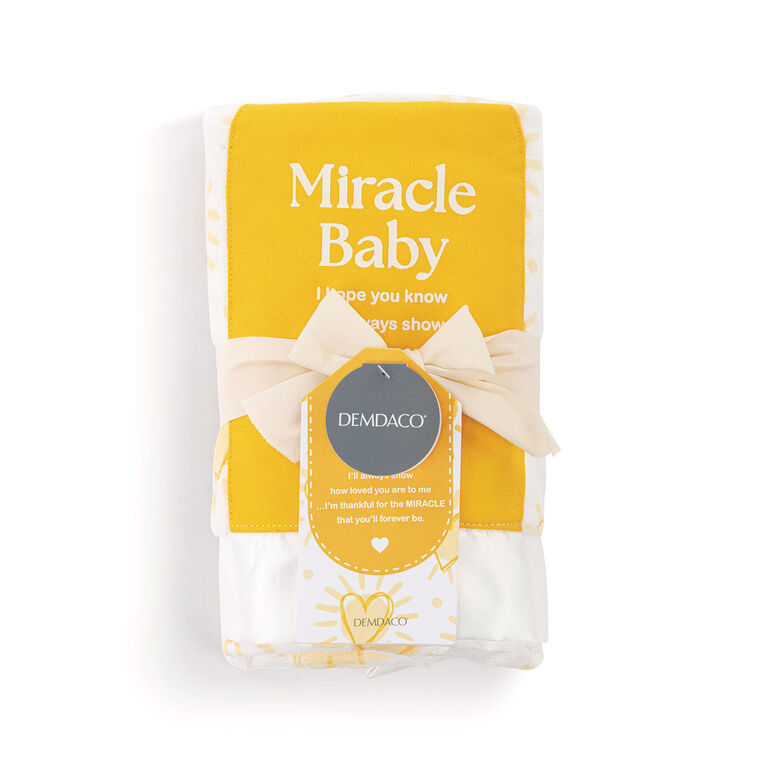 DEMDACO Wrapped In Prayer Stuffed Animal Blankie – Elephant Design, 12x9 Inches, Cream & Blue