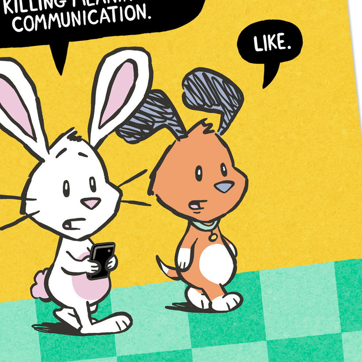 Bunny and Puppy Cartoon Funny Birthday Card Card Cover Detail image number 4