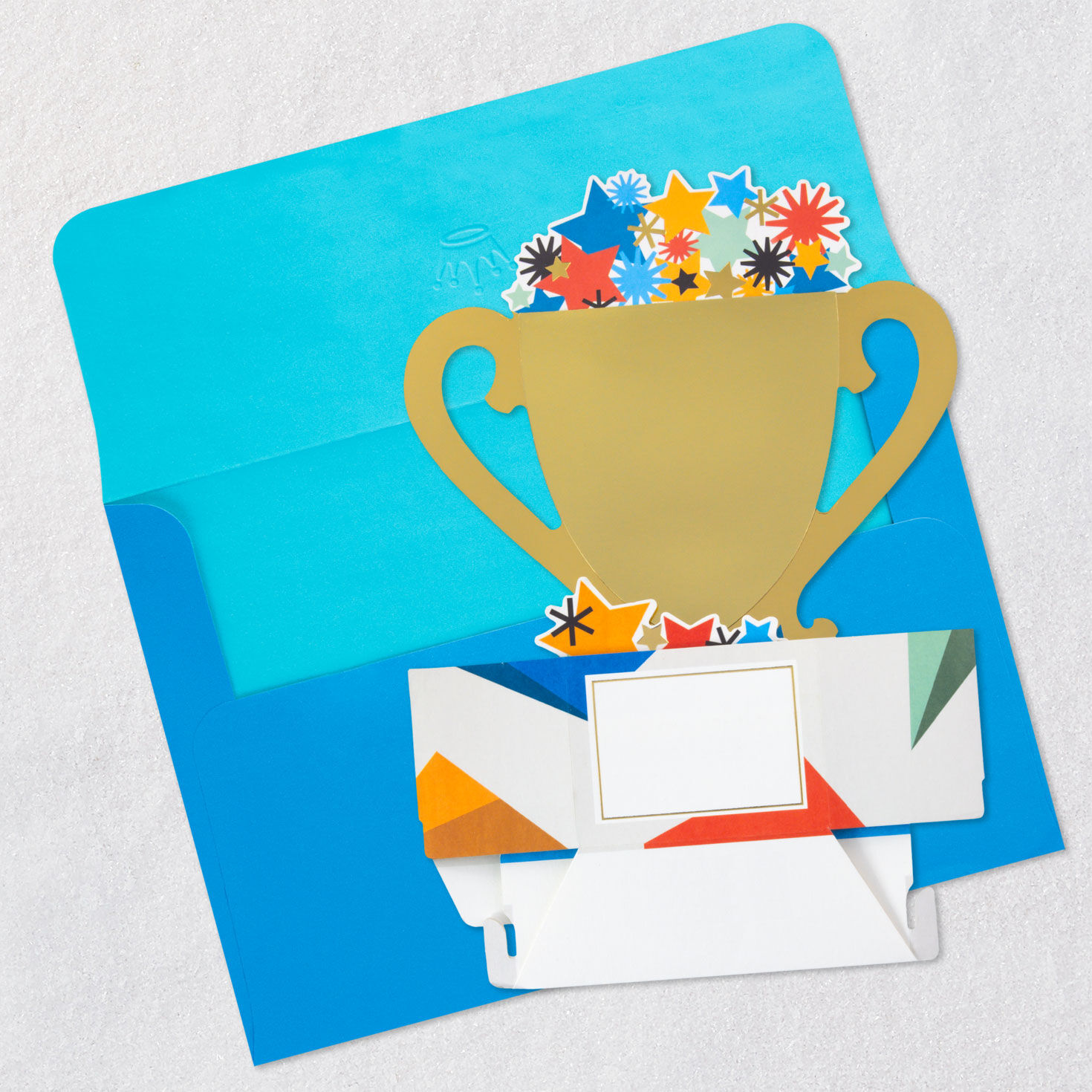 Worlds Best Dad Trophy 3D Pop-Up Father's Day Card Open card with envelope image number 3