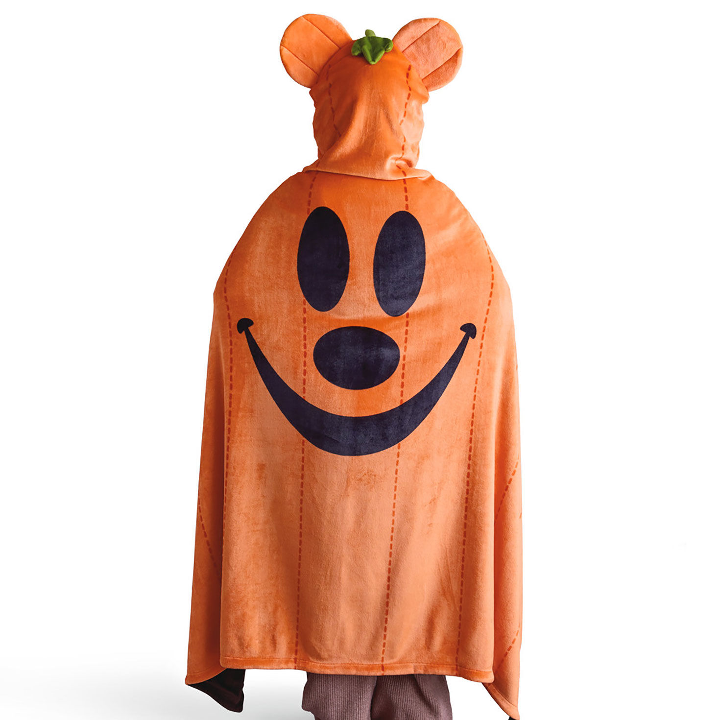 Mickey Mouse Orange Jack-o'-Lantern Hooded Blanket in use back image number 3