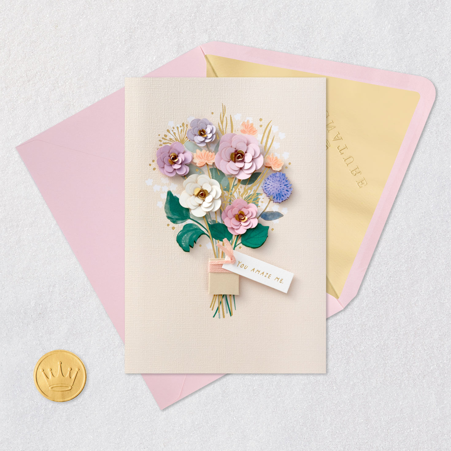 You Amaze Me Hand-Tied Flower Bouquet Mother's Day Card, , large image number 5