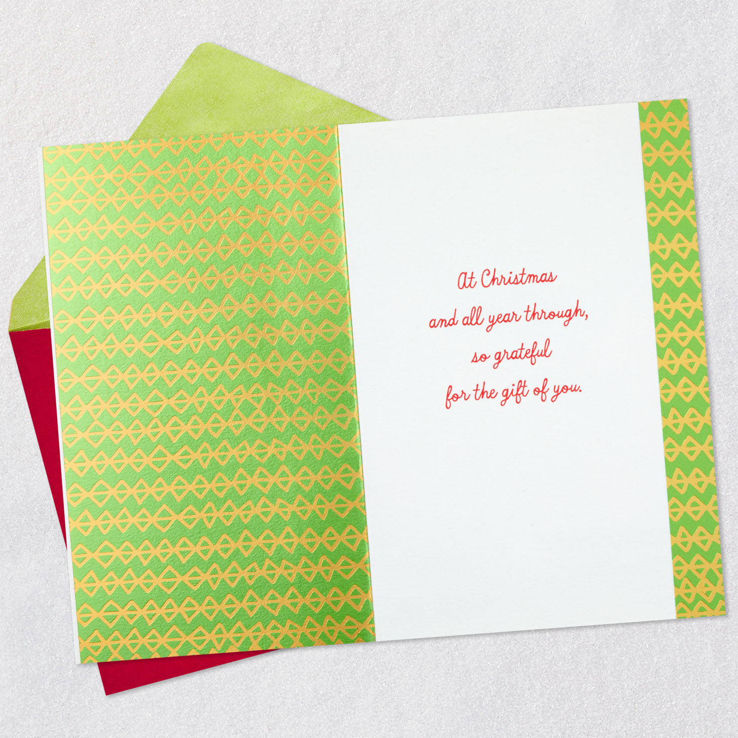 Red Letters and Lime Green Christmas Card Open card with envelope image number 3