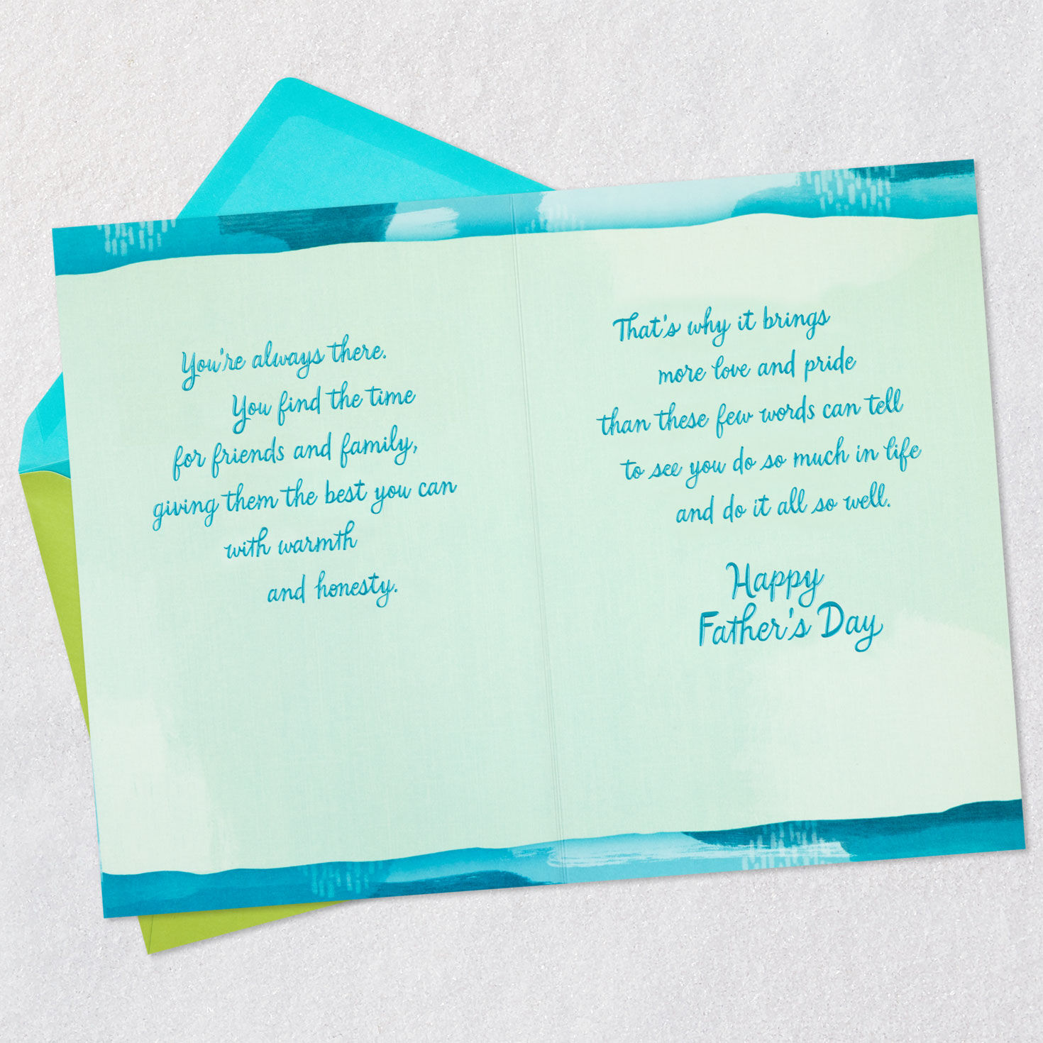 Blue and Green Abstract Son Father's Day Card Open card with envelope image number 4