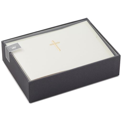 Gold Cross Religious Note Cards, Box of 20, 