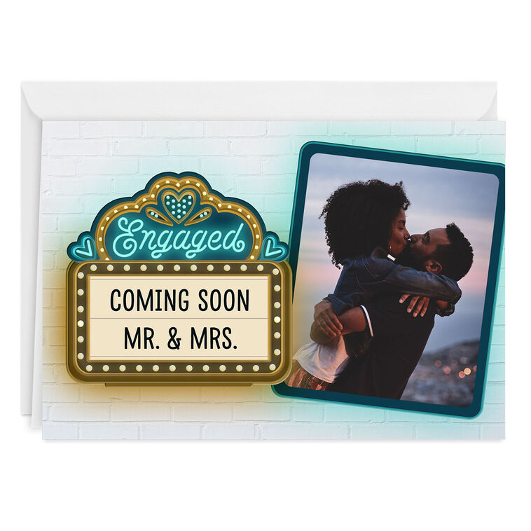 Theater Marquee Custom Wedding Engagement Card