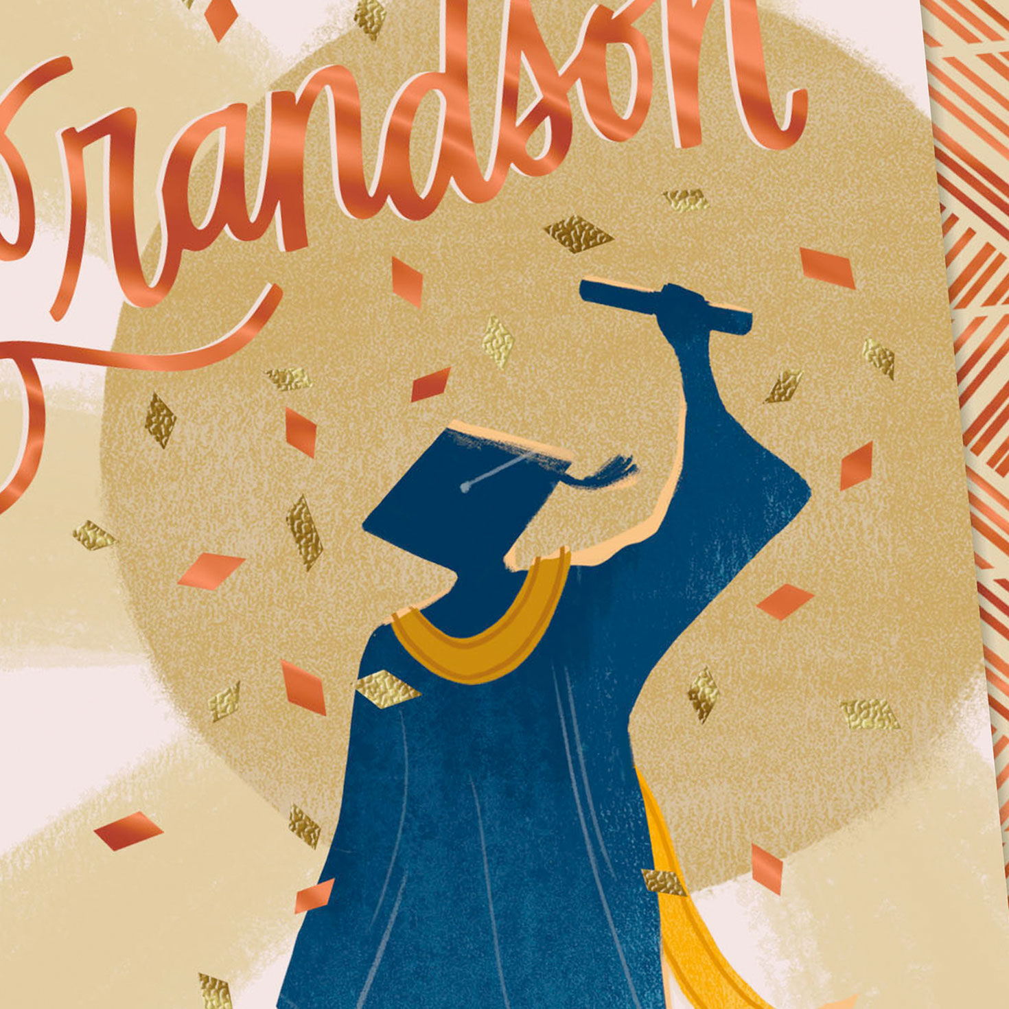 Blue Grad Silhouette Religious Graduation Card Card Front Detail image number 5