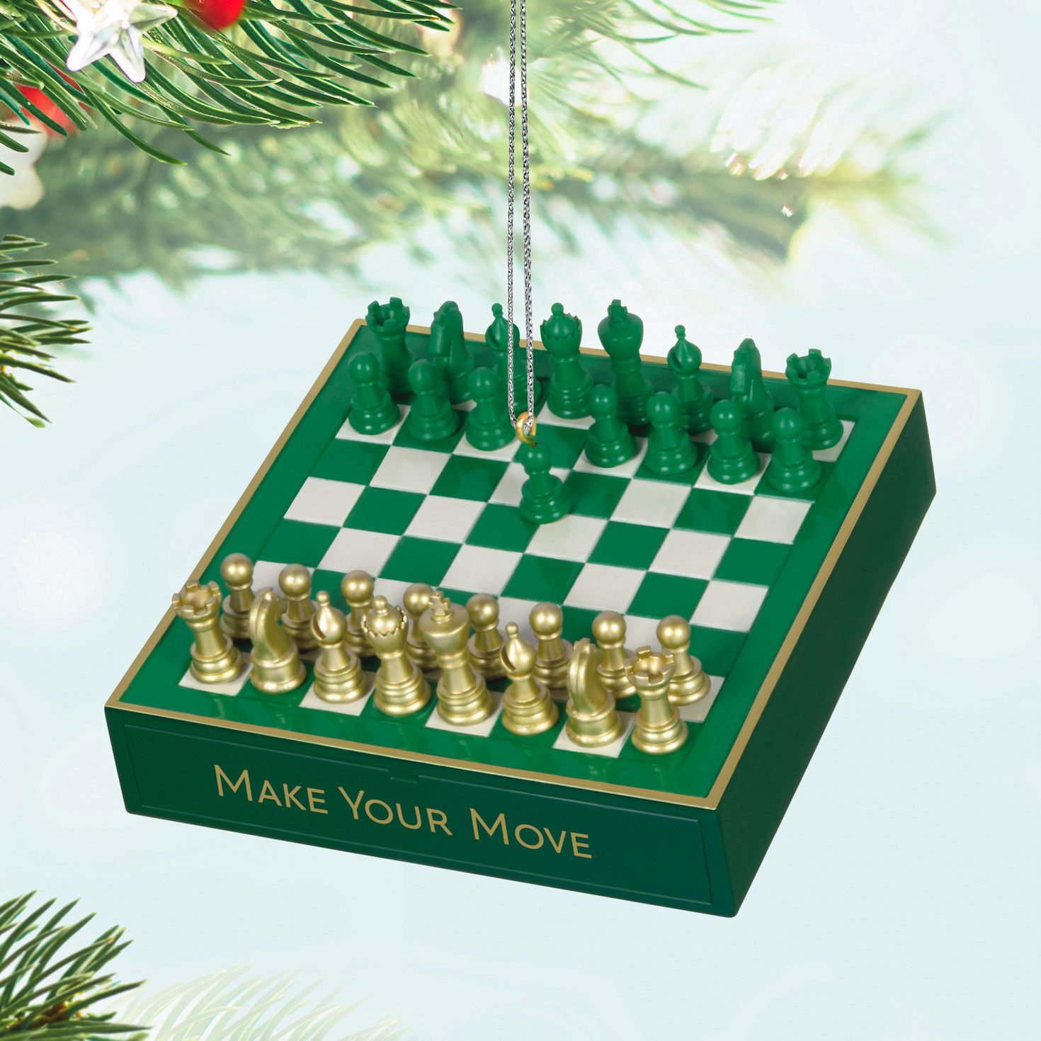 Chess Board Keepsake Ornament Hanging on tree image number 2